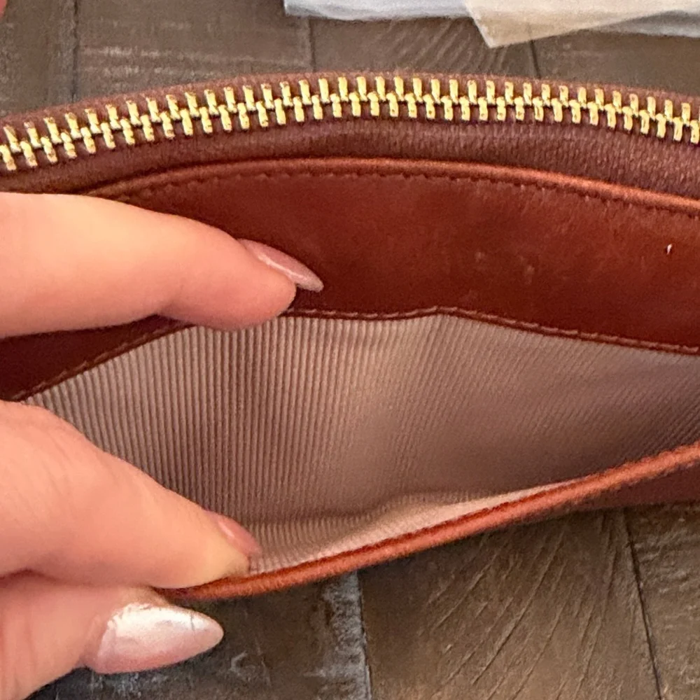 Margot New York Tan Leather Wristlet Wallet